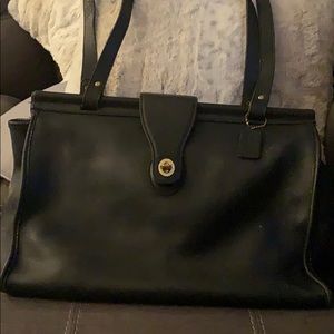 Black, vintage, Coach,leather briefcase